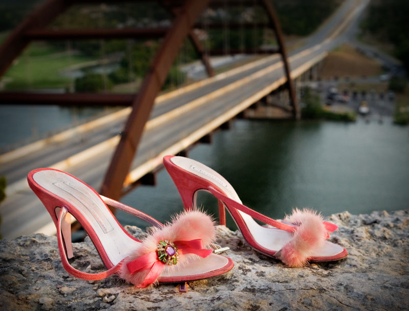 Pink, heels, 360, Bridge, Pennybacker, Austin