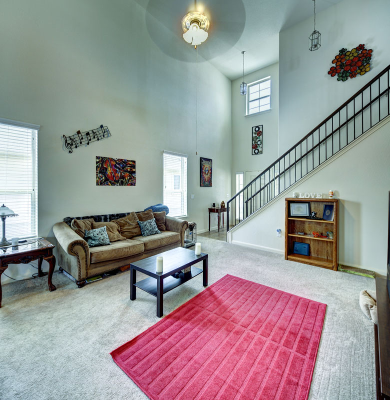 Vaulted Living room with 2 stacked images in Photoshop