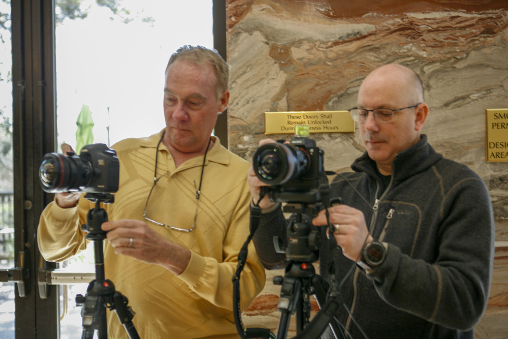 Austin photographers Johnny Stevens and Marc Swendner testing the TS-E titl shift 17 mm lens with the Canon and the Sony