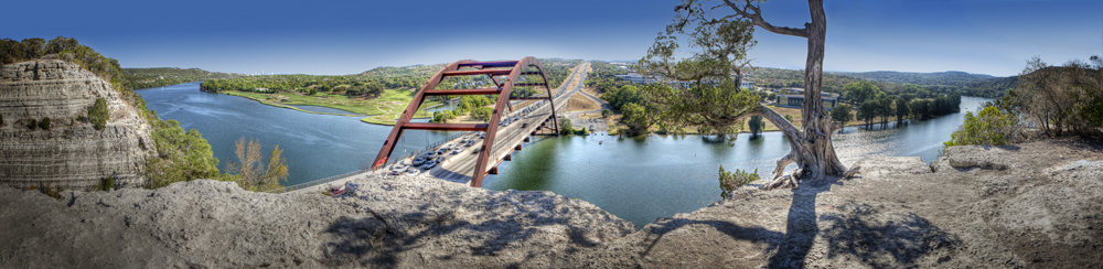 Elena's panoramic scene of the Pennybacker Bridge in Austin Texas Floral and Scenic Photography