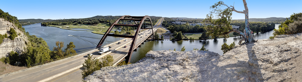 Jake's panoramic scene of the Pennybacker Bridge in Austin Texas Floral and Scenic Photography