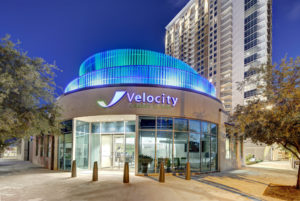 Velocity 12th exterior twilight architectural photograph
